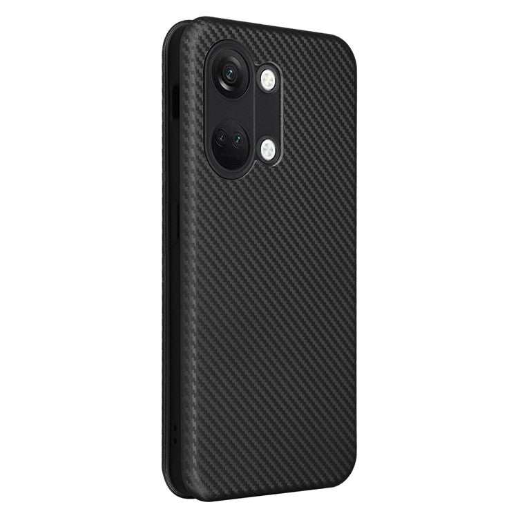For OnePlus Nord 3 5G / Ace 2V Carbon Fiber Texture Leather Stand Phone Case Card Holder Phone Cover - Black