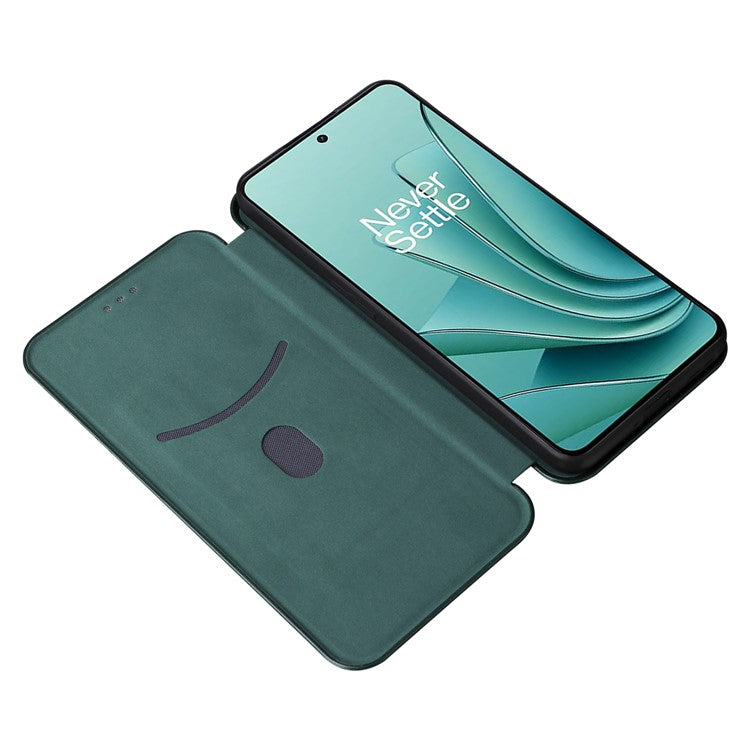 For OnePlus Nord 3 5G / Ace 2V Carbon Fiber Texture Leather Stand Phone Case Card Holder Phone Cover - Green