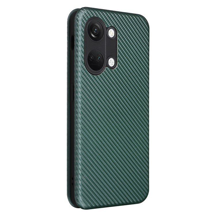 For OnePlus Nord 3 5G / Ace 2V Carbon Fiber Texture Leather Stand Phone Case Card Holder Phone Cover - Green