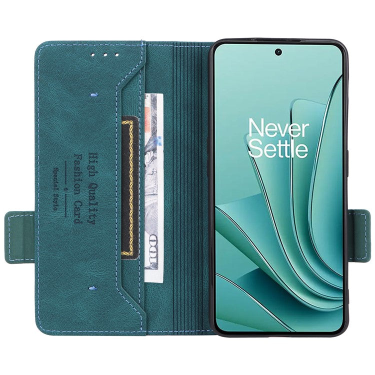For OnePlus Nord 3 5G / Ace 2V Hardware Decor Wallet Stand Cover Magnetic PU Leather Anti-drop Case - Blue