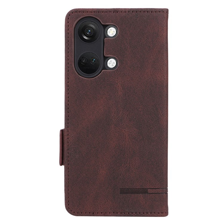 For OnePlus Nord 3 5G / Ace 2V Hardware Decor Wallet Stand Cover Magnetic PU Leather Anti-drop Case - Coffee