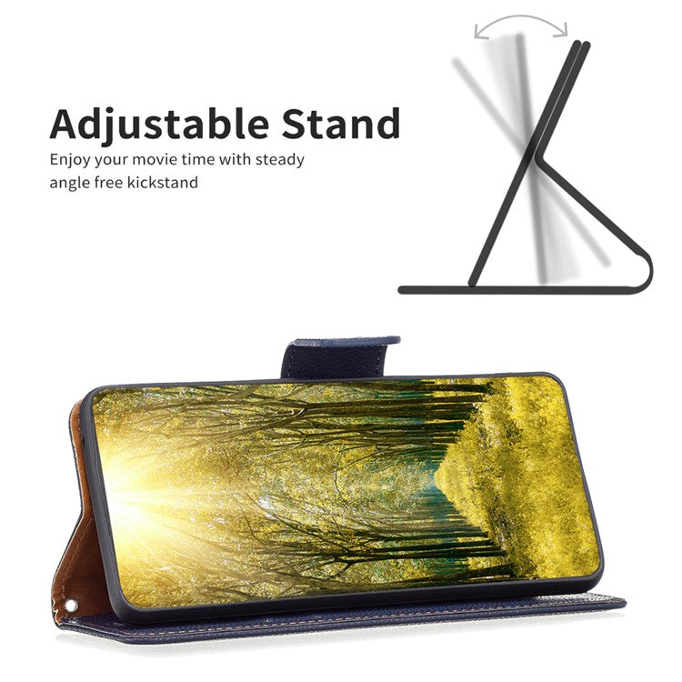For Samsung Galaxy A24 4G (162.1 x 77.6 x 8.3mm) PU Leather Wallet Cover Litchi Texture Flip Stand Phone Case with Strap - Dark Blue