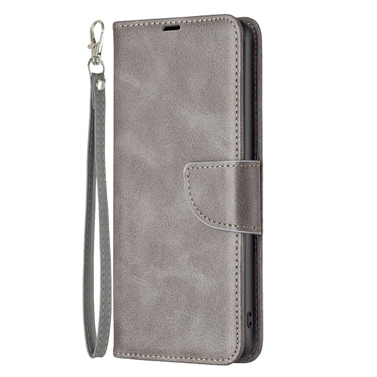 Solid Color Textured PU Leather Phone Case for Oppo Find X6 Pro , Wallet Anti-Scratch Stand Phone Cover with Strap - Grey