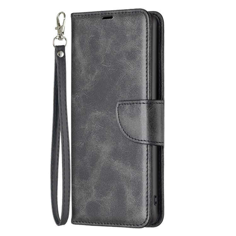 Solid Color Textured PU Leather Phone Case for Oppo Find X6 Pro , Wallet Anti-Scratch Stand Phone Cover with Strap - Black