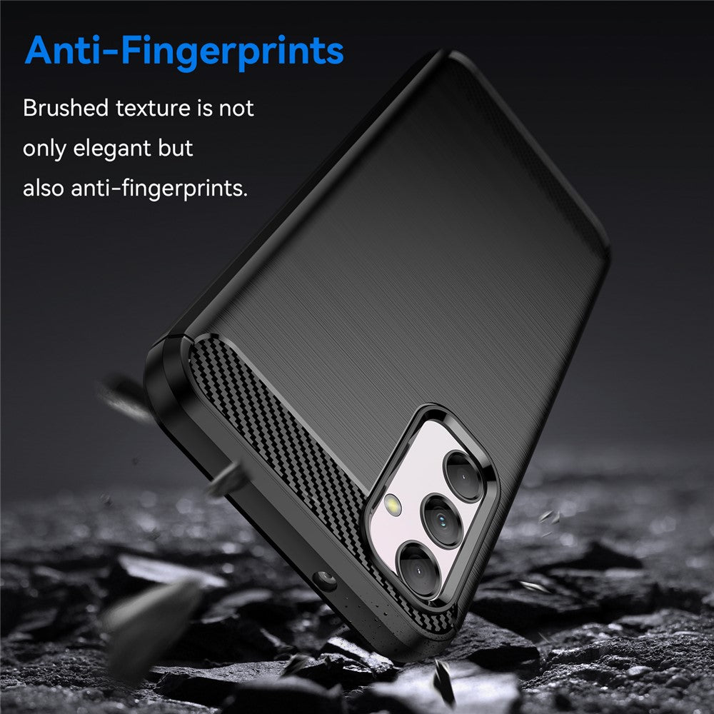 For Samsung Galaxy M14 5G Carbon Fiber Texture Shockproof Brushed TPU Phone Case Cell Phone Cover - Black