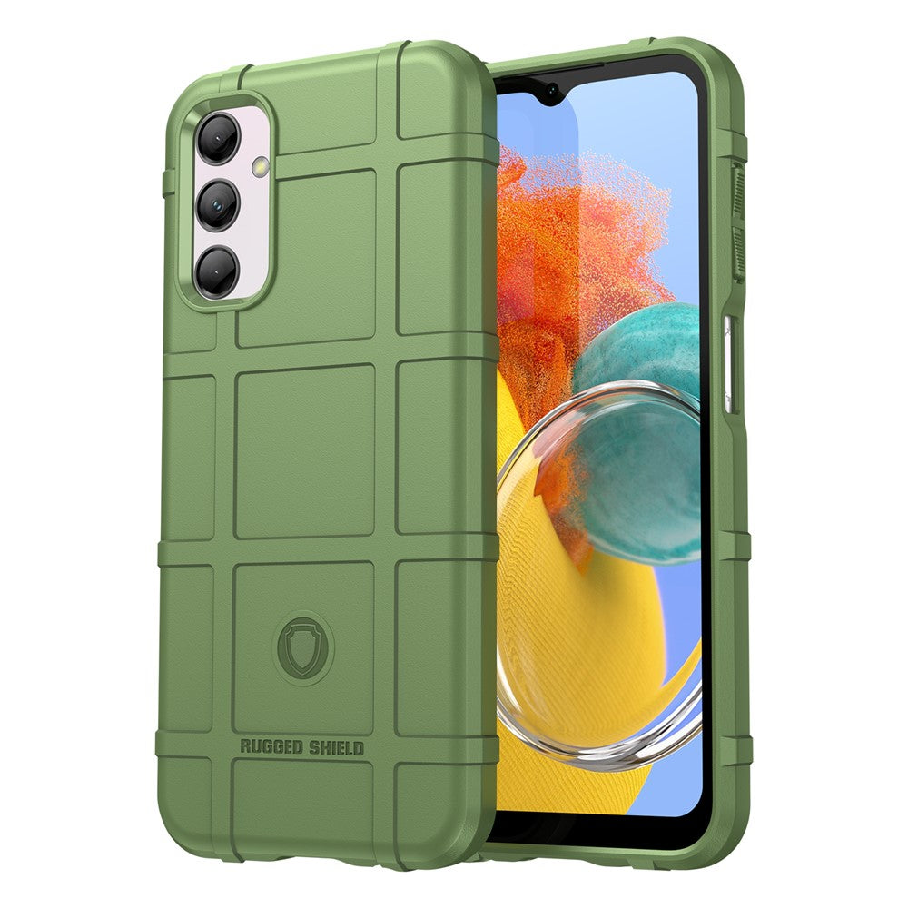 For Samsung Galaxy M14 5G Square Grid Texture Soft TPU Phone Case Anti-drop Back Cover - Green