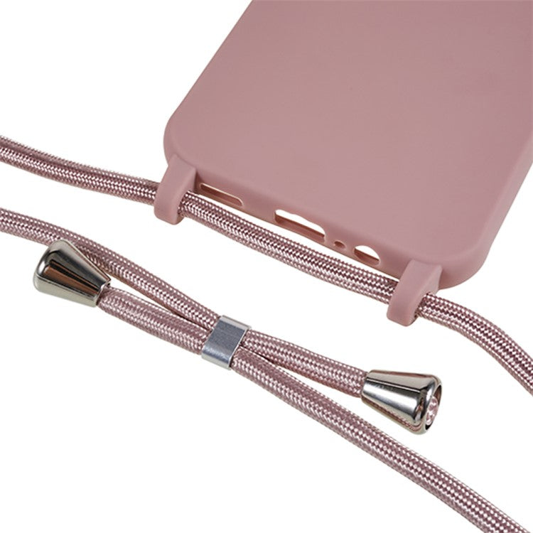 For Samsung Galaxy A14 5G / 4G TPU Case Fall-proof Back Cover with Lanyard - Deep Pink