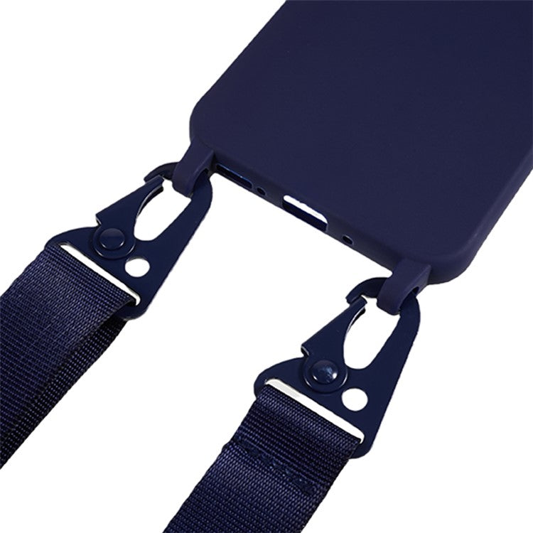 For Samsung Galaxy A54 5G Soft TPU Case Matte Finish Phone Protector with Wide Lanyard - Dark Blue