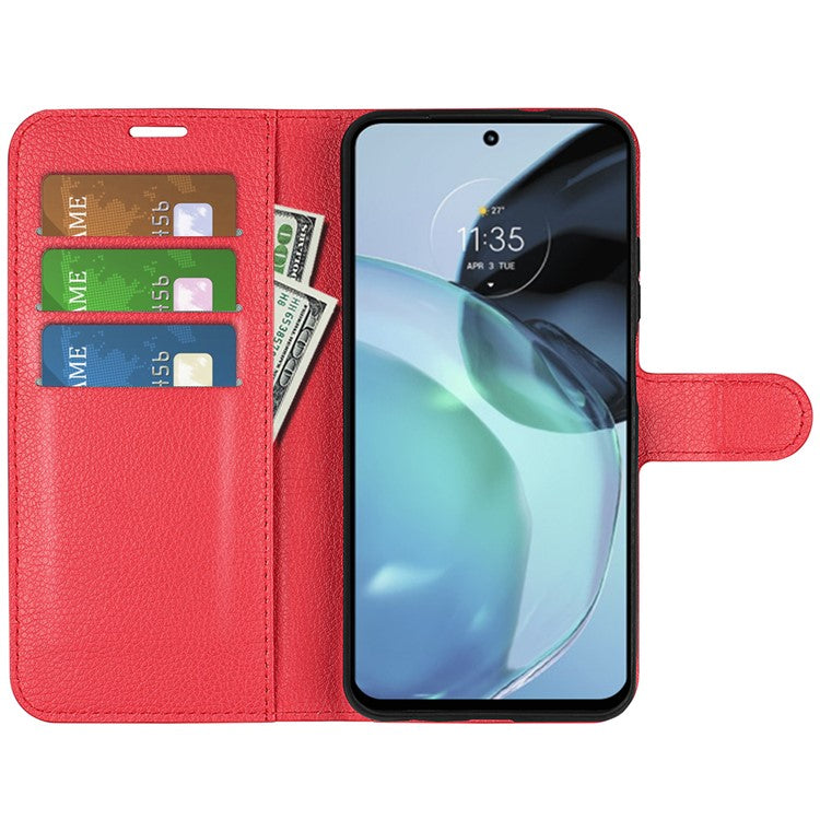 PU Leather Shell for Google Pixel 7a Drop-proof Litchi Texture Phone Case Wallet Stand Flip Cover - Red