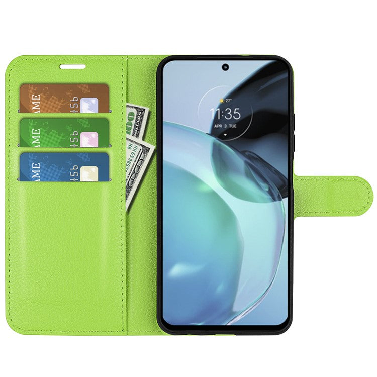 PU Leather Shell for Google Pixel 7a Drop-proof Litchi Texture Phone Case Wallet Stand Flip Cover - Green