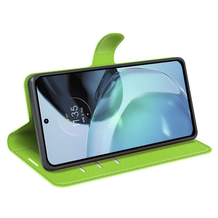 PU Leather Shell for Google Pixel 7a Drop-proof Litchi Texture Phone Case Wallet Stand Flip Cover - Green