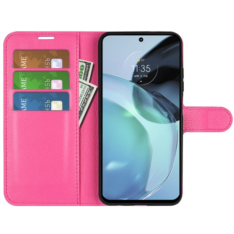 PU Leather Shell for Google Pixel 7a Drop-proof Litchi Texture Phone Case Wallet Stand Flip Cover - Rose