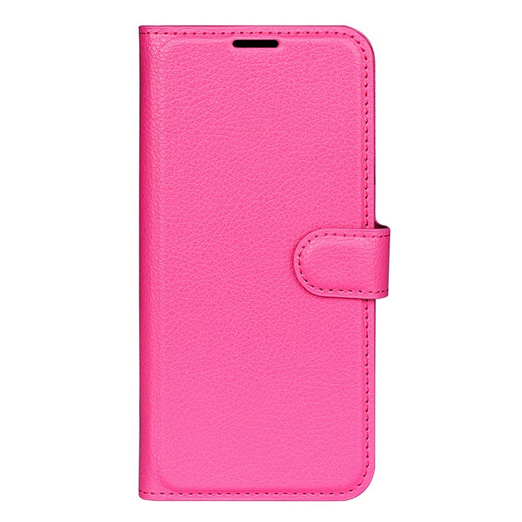PU Leather Shell for Google Pixel 7a Drop-proof Litchi Texture Phone Case Wallet Stand Flip Cover - Rose