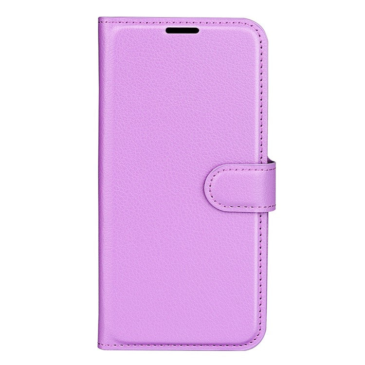 PU Leather Shell for Google Pixel 7a Drop-proof Litchi Texture Phone Case Wallet Stand Flip Cover - Purple