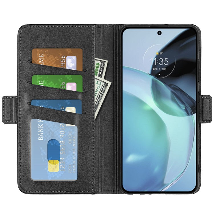 Flip Shell for Google Pixel 7a Calf Texture Cell Phone Cover Stand Wallet PU Leather Phone Case - Black