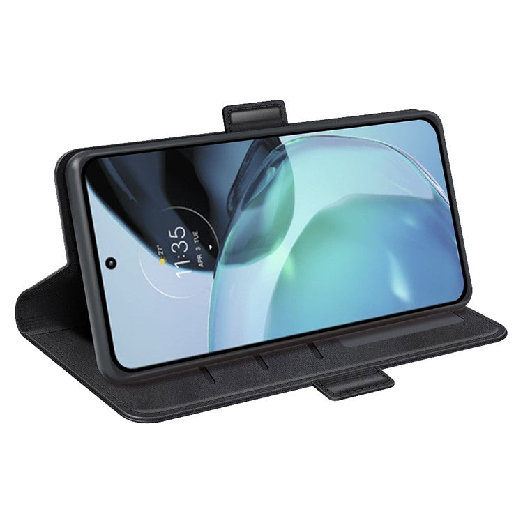 Flip Shell for Google Pixel 7a Calf Texture Cell Phone Cover Stand Wallet PU Leather Phone Case - Black