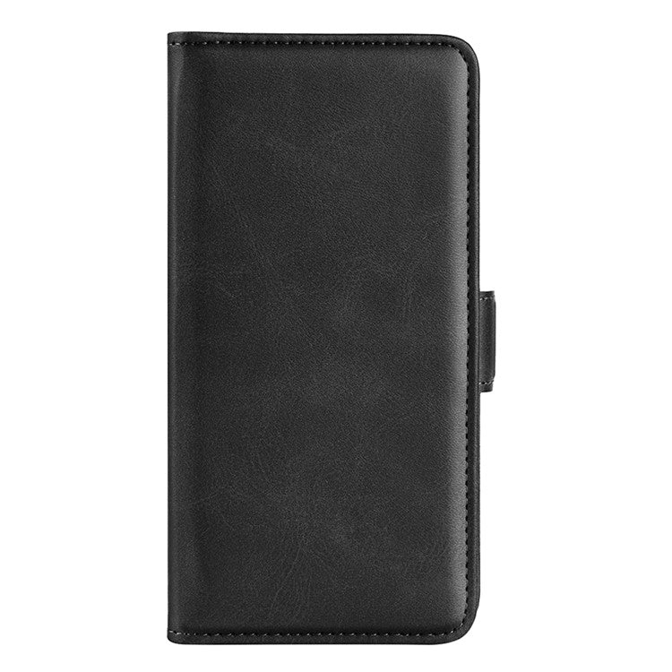 Flip Shell for Google Pixel 7a Calf Texture Cell Phone Cover Stand Wallet PU Leather Phone Case - Black