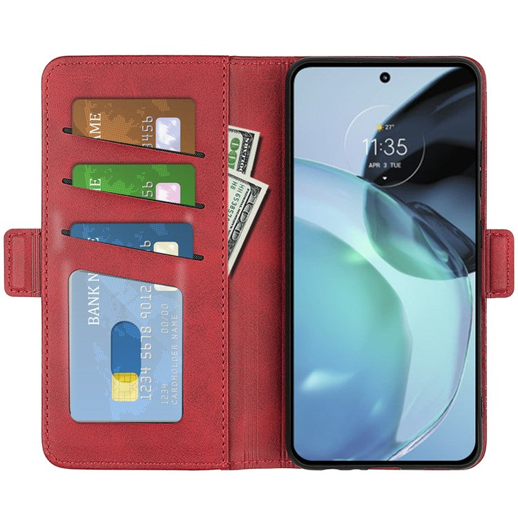 Flip Shell for Google Pixel 7a Calf Texture Cell Phone Cover Stand Wallet PU Leather Phone Case - Red