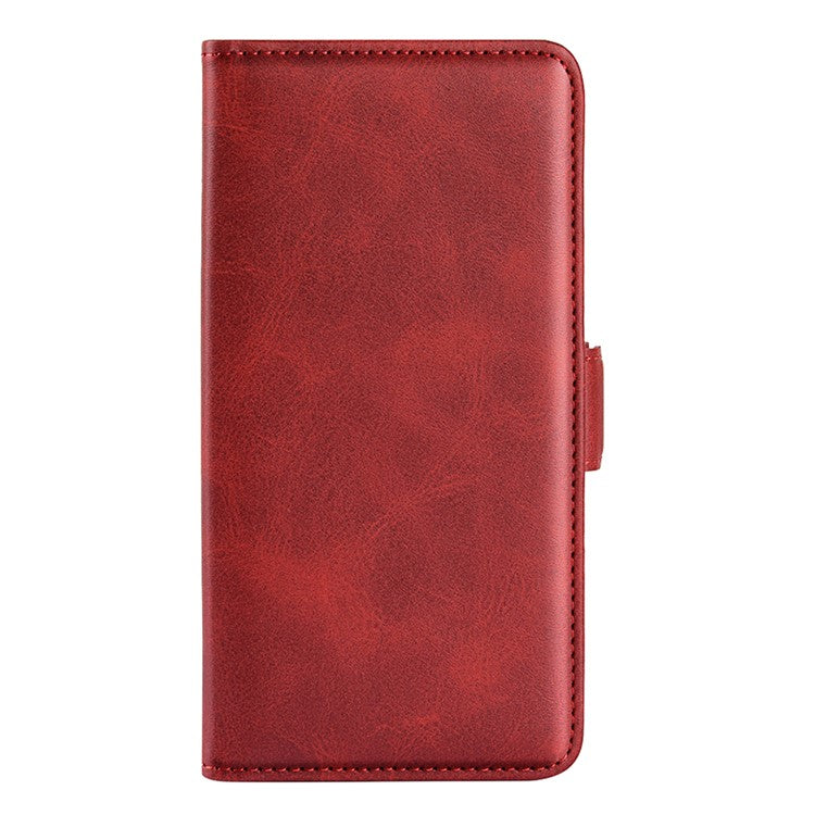 Flip Shell for Google Pixel 7a Calf Texture Cell Phone Cover Stand Wallet PU Leather Phone Case - Red