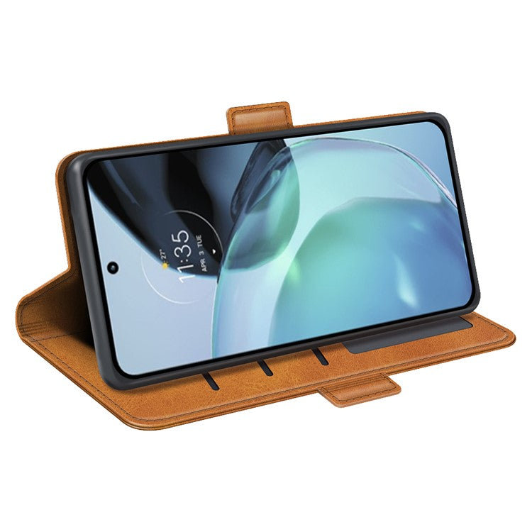 Flip Shell for Google Pixel 7a Calf Texture Cell Phone Cover Stand Wallet PU Leather Phone Case - Yellow