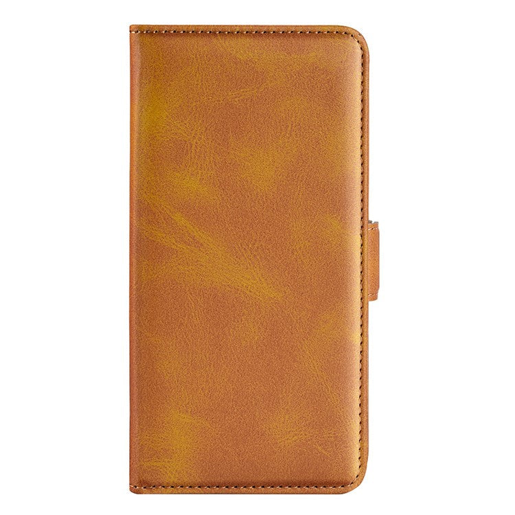 Flip Shell for Google Pixel 7a Calf Texture Cell Phone Cover Stand Wallet PU Leather Phone Case - Yellow