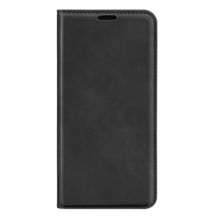 For Google Pixel 7a Magnetic Auto Closing Wallet Leather Phone Case Skin-touch Stand Anti-drop Shell - Black