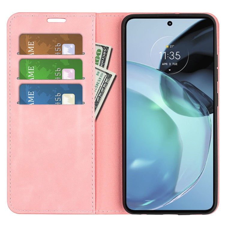 For Google Pixel 7a Magnetic Auto Closing Wallet Leather Phone Case Skin-touch Stand Anti-drop Shell - Pink