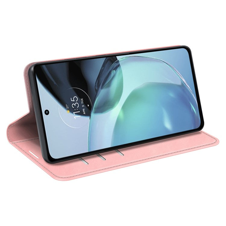 For Google Pixel 7a Magnetic Auto Closing Wallet Leather Phone Case Skin-touch Stand Anti-drop Shell - Pink