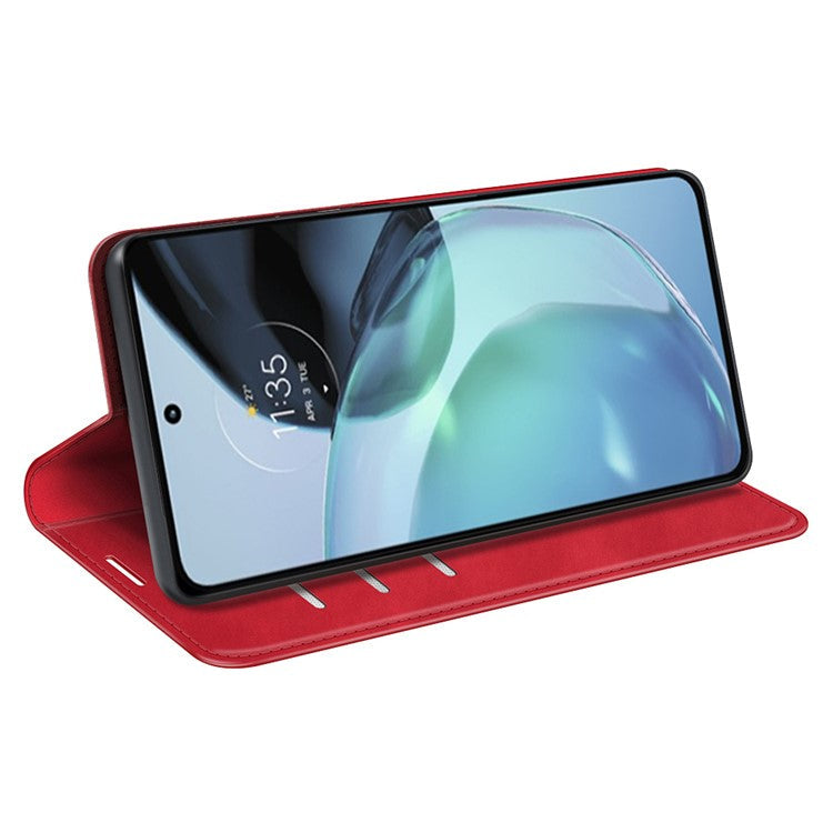 For Google Pixel 7a Magnetic Auto Closing Wallet Leather Phone Case Skin-touch Stand Anti-drop Shell - Red