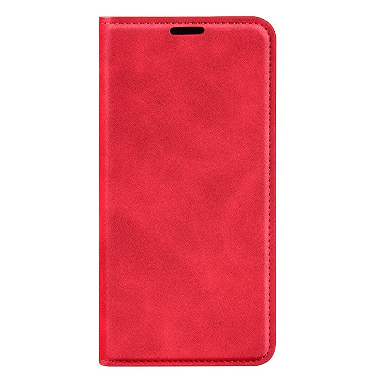 For Google Pixel 7a Magnetic Auto Closing Wallet Leather Phone Case Skin-touch Stand Anti-drop Shell - Red