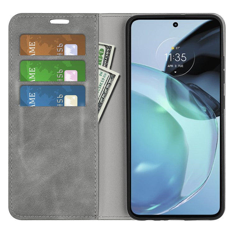 For Google Pixel 7a Magnetic Auto Closing Wallet Leather Phone Case Skin-touch Stand Anti-drop Shell - Grey