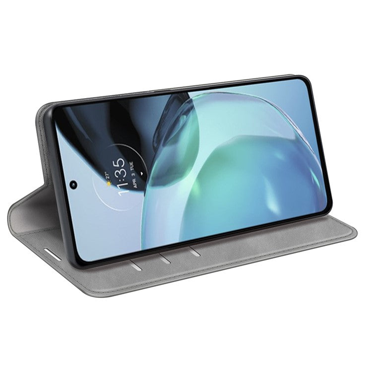 For Google Pixel 7a Magnetic Auto Closing Wallet Leather Phone Case Skin-touch Stand Anti-drop Shell - Grey