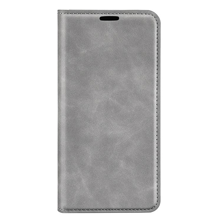 For Google Pixel 7a Magnetic Auto Closing Wallet Leather Phone Case Skin-touch Stand Anti-drop Shell - Grey