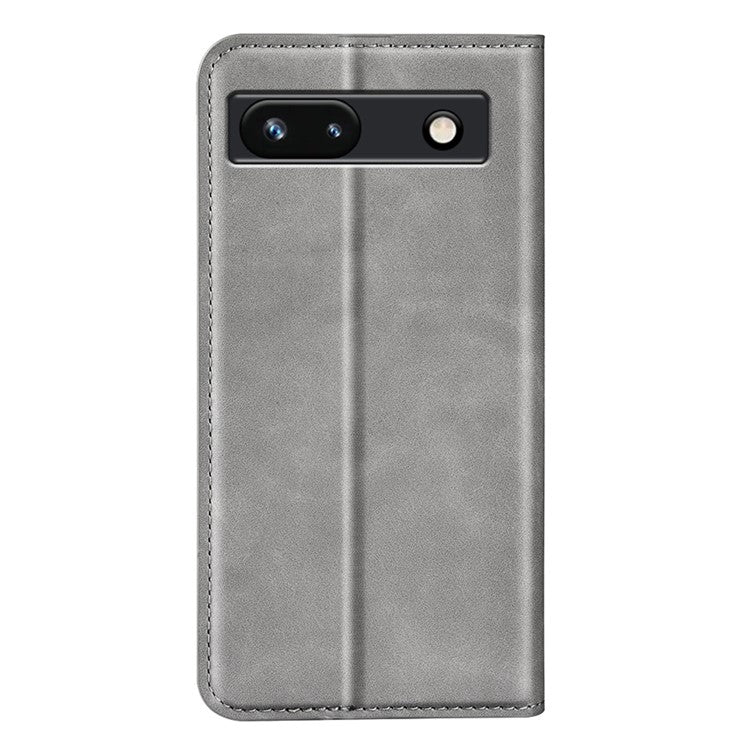 For Google Pixel 7a Magnetic Auto Closing Wallet Leather Phone Case Skin-touch Stand Anti-drop Shell - Grey
