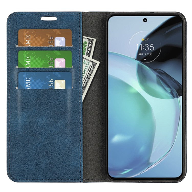 For Google Pixel 7a Magnetic Auto Closing Wallet Leather Phone Case Skin-touch Stand Anti-drop Shell - Blue
