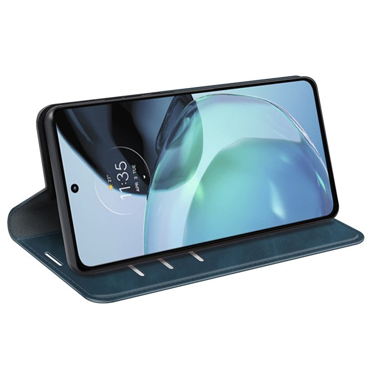 For Google Pixel 7a Magnetic Auto Closing Wallet Leather Phone Case Skin-touch Stand Anti-drop Shell - Blue