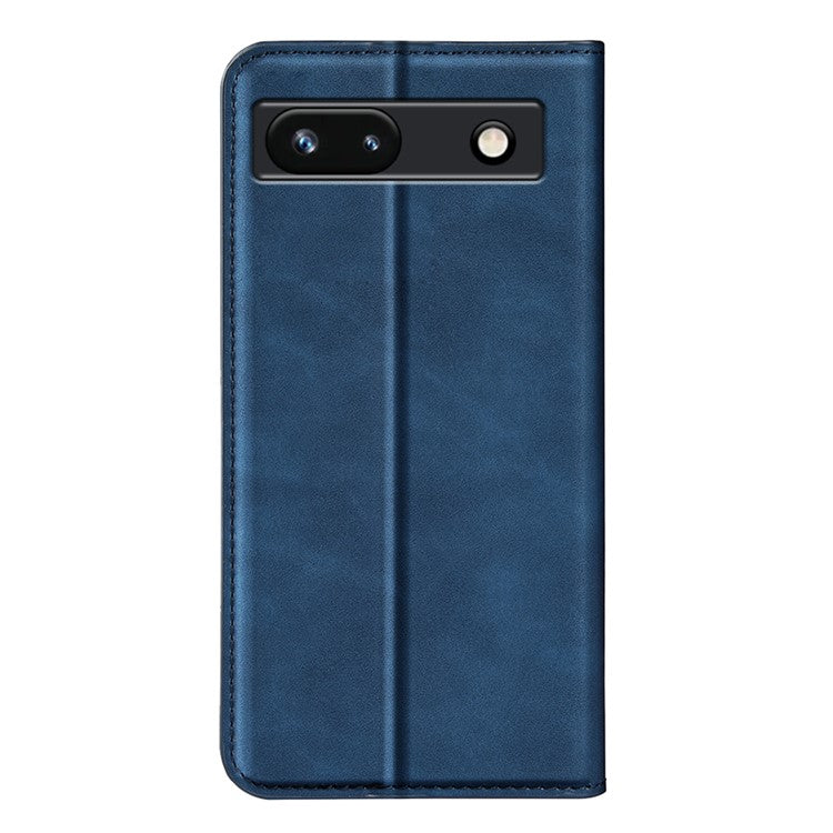 For Google Pixel 7a Magnetic Auto Closing Wallet Leather Phone Case Skin-touch Stand Anti-drop Shell - Blue