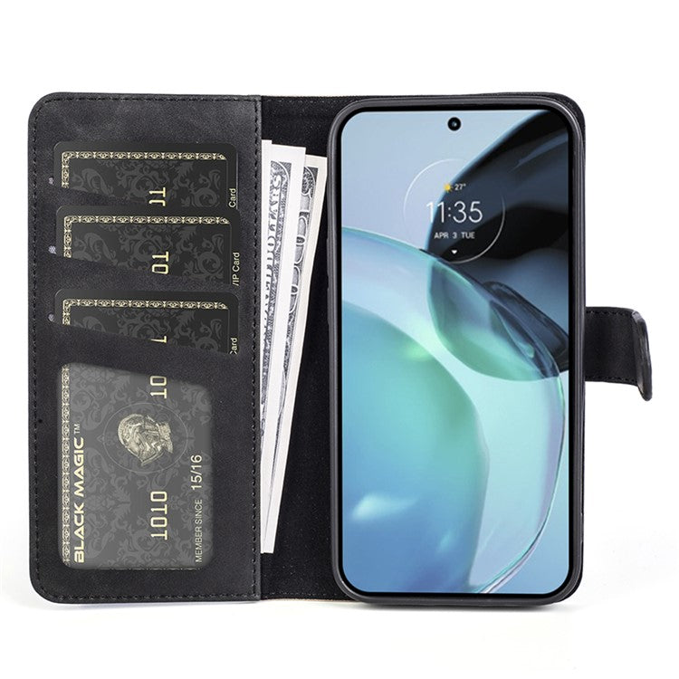 For Google Pixel 7a Leather Wallet Shockproof Phone Cover Dual Color Splicing Flip Stand Case - Black