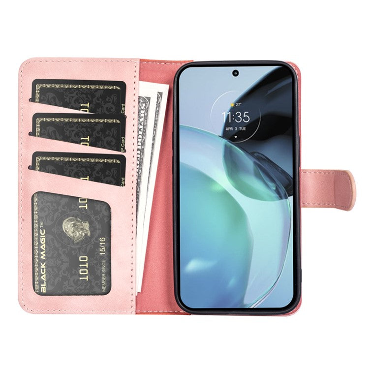 For Google Pixel 7a Leather Wallet Shockproof Phone Cover Dual Color Splicing Flip Stand Case - Pink