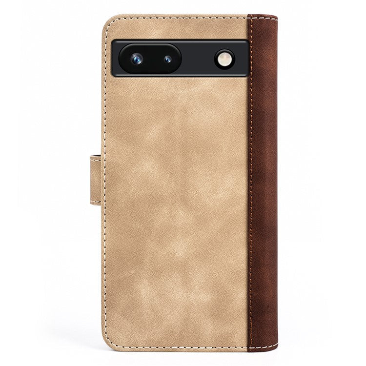 For Google Pixel 7a Leather Wallet Shockproof Phone Cover Dual Color Splicing Flip Stand Case - Yellow