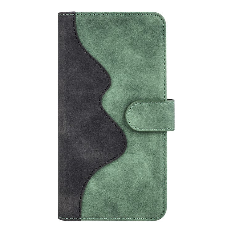 For Google Pixel 7a Leather Wallet Shockproof Phone Cover Dual Color Splicing Flip Stand Case - Green