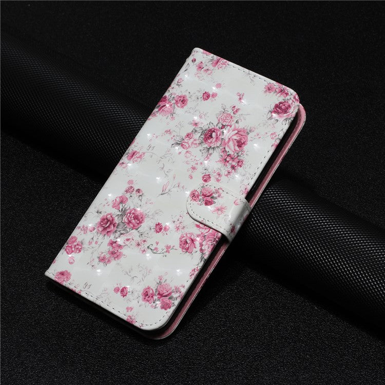 For Google Pixel 7a PU Leather 3D Pattern Printing Phone Case Stand Wallet Flip Cover with Strap - Roses