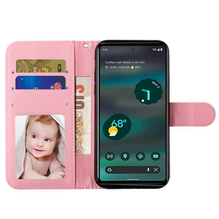 For Google Pixel 7a PU Leather 3D Pattern Printing Phone Case Stand Wallet Flip Cover with Strap - Bears