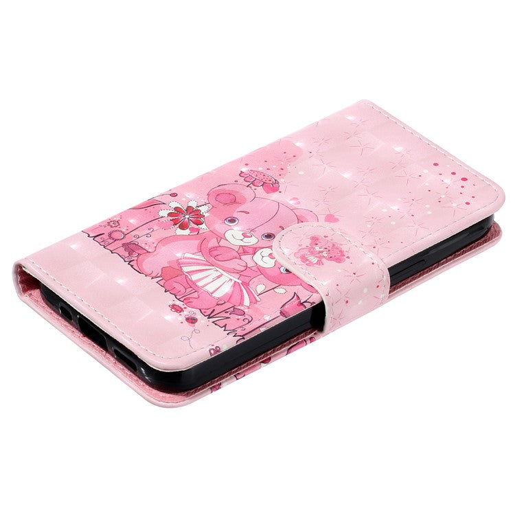 For Google Pixel 7a PU Leather 3D Pattern Printing Phone Case Stand Wallet Flip Cover with Strap - Bears