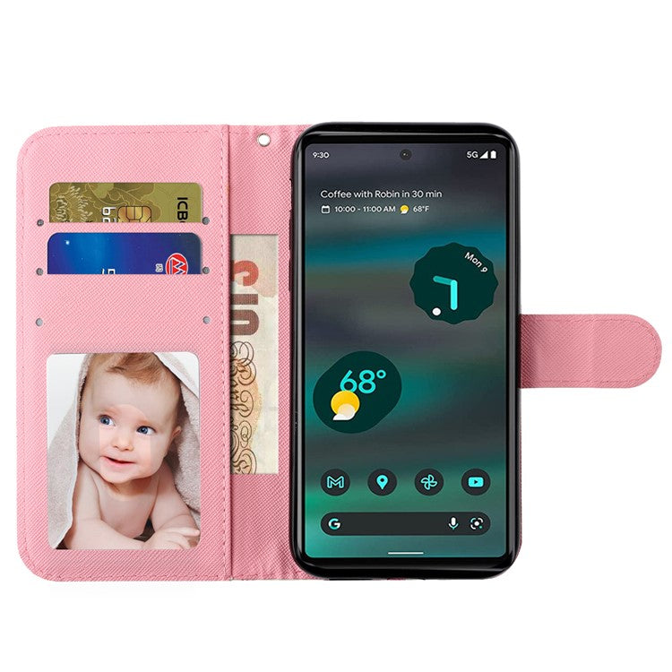 For Google Pixel 7 Pro 5G Flip Stand Phone Case 3D Pattern Printing PU Leather Wallet Phone Folio Cover with Strap - Roses