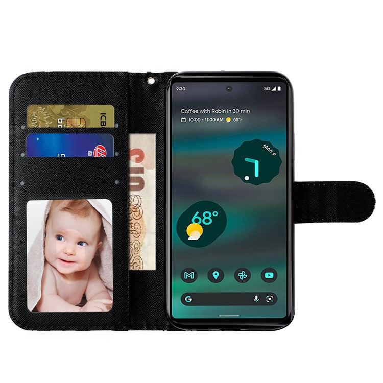For Google Pixel 7 Pro 5G Flip Stand Phone Case 3D Pattern Printing PU Leather Wallet Phone Folio Cover with Strap - Leopard