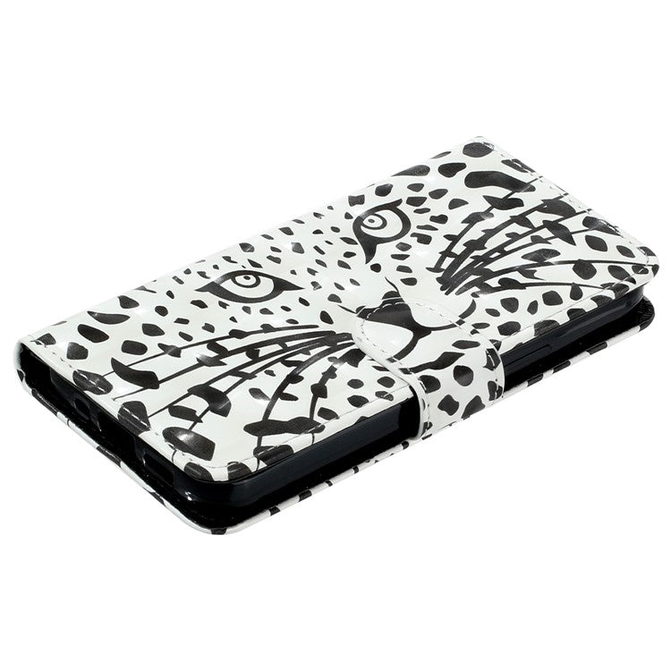 For Google Pixel 7 Pro 5G Flip Stand Phone Case 3D Pattern Printing PU Leather Wallet Phone Folio Cover with Strap - Leopard Head