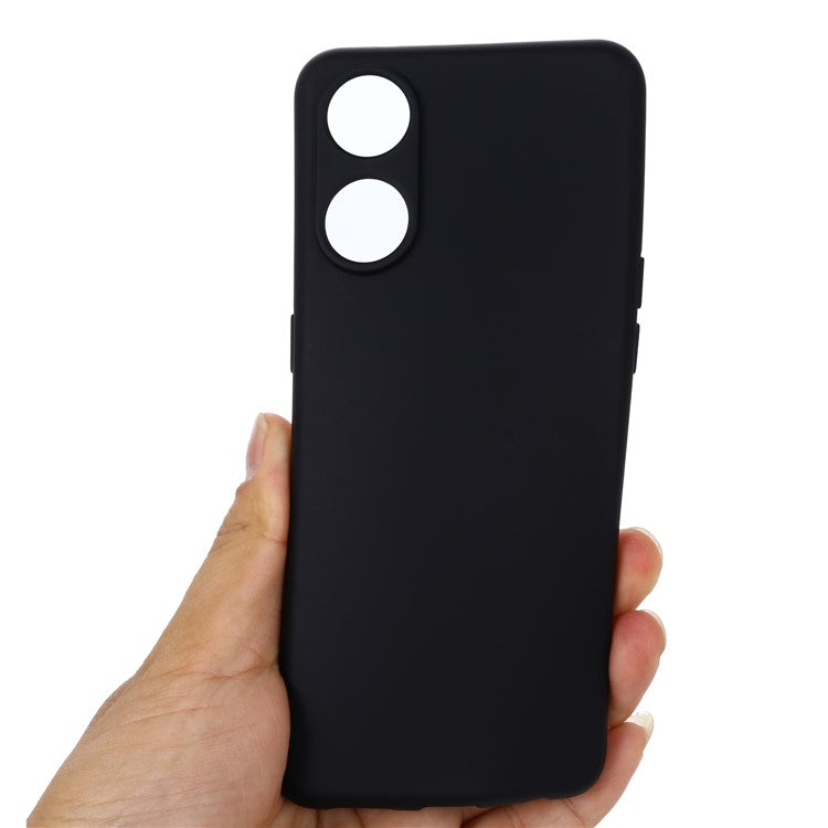 Phone Case for Oppo Reno8 T 4G , Liquid Silicone Soft Lining Shockproof Smartphone Cover with Strap - Black