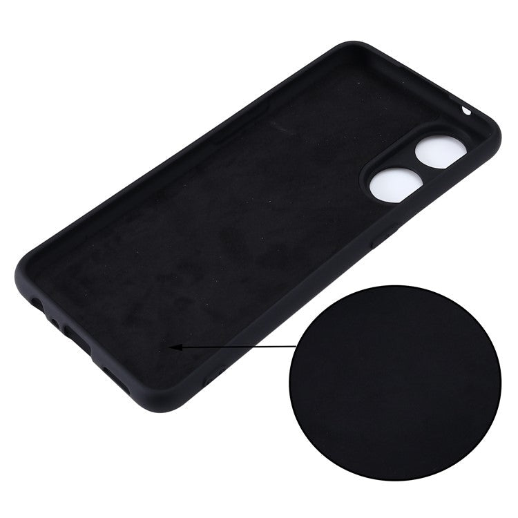 Phone Case for Oppo Reno8 T 4G , Liquid Silicone Soft Lining Shockproof Smartphone Cover with Strap - Black