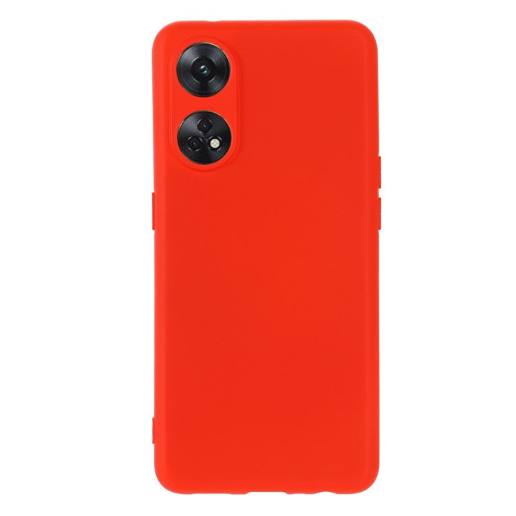 Phone Case for Oppo Reno8 T 4G , Liquid Silicone Soft Lining Shockproof Smartphone Cover with Strap - Red